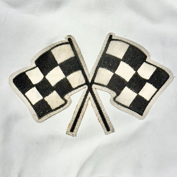 Indianapolis Speedway Racing Jacket XL 90s Style Checkered Flag & Eagle Patch - Picture 10 of 14